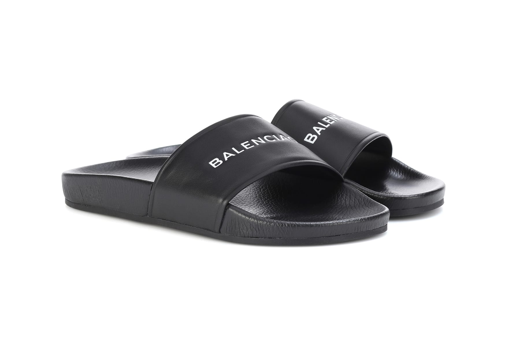 Balenciaga Black Leather Slides | HYPEBAE