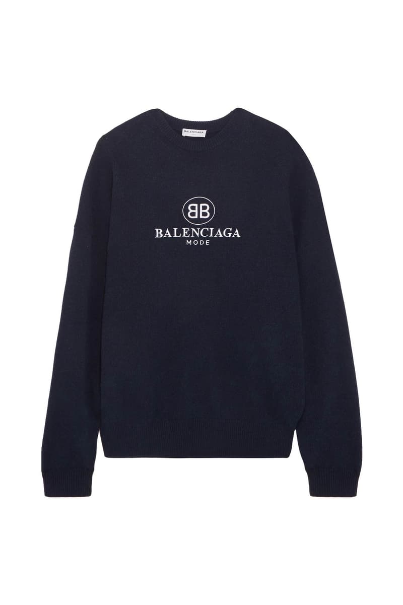 Balenciaga S Embroidered Logo Sweater In Navy Hypebae