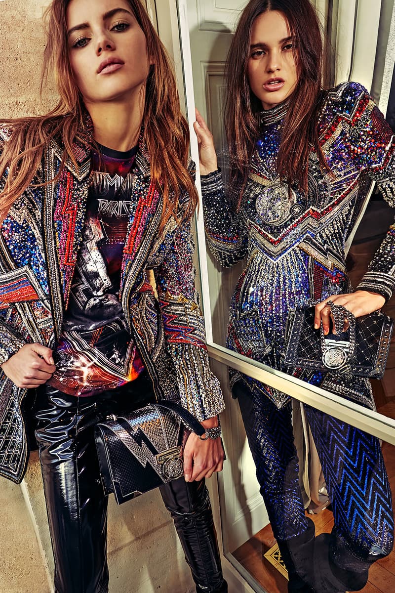 Balmain Pre-Fall 2018 Collection Lookbook Olivier Rousteing Texture Sequin Sparkle Leather Denim Statement Pieces