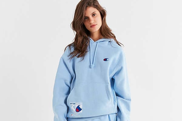 baby blue champion hoodie womens