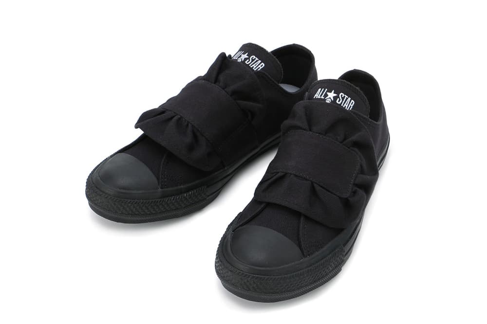 Converse All Star Low Ruffle Black White Canvas Classic Silhouette Sneaker Shoe