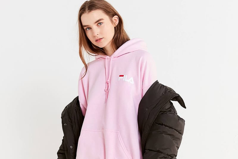 pink fila hoodie women's