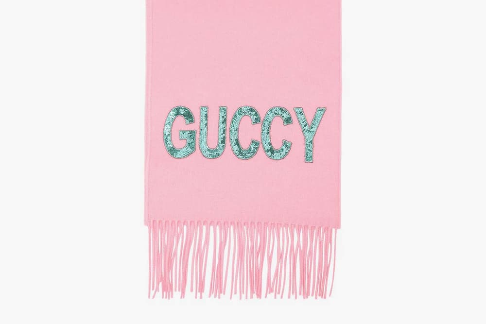 Gucci Guccy Cashmere Mix Scarf Pink