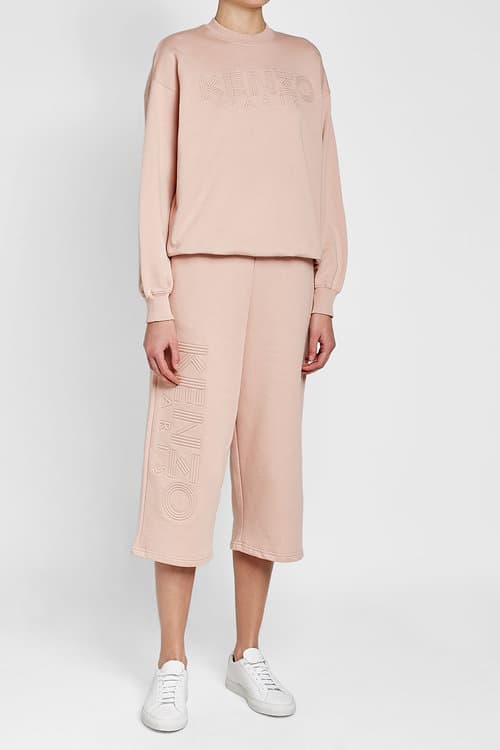 Kenzo Cotton Sweatshirt Cropped Sweatpants Pink