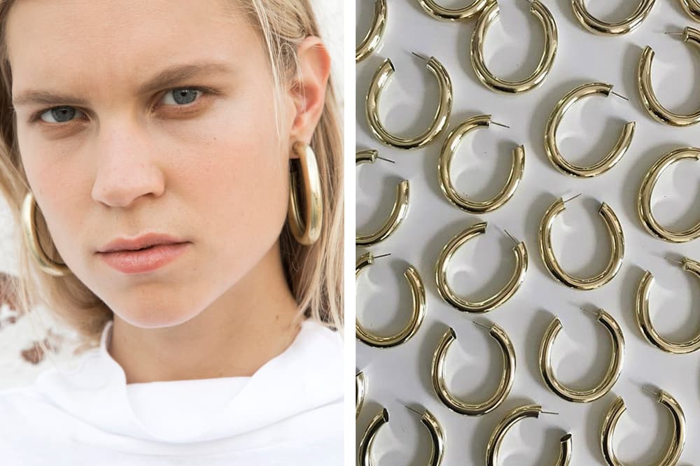 laura lombardi jewelry handmade curve earrings brass gold fill