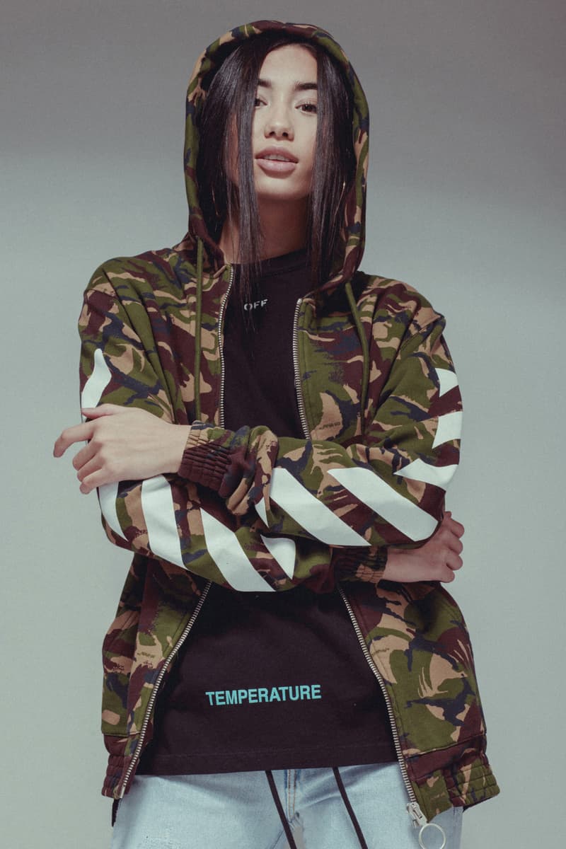 Off White virgil abloh temperature champion firetape fall winter 2017 collection where to buy