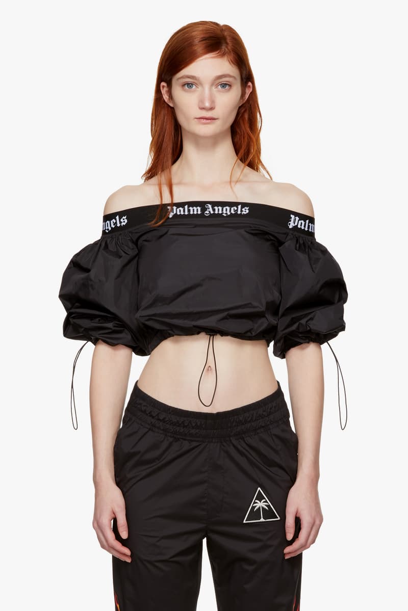 Palm Angels Staple Pieces SSENSE Hoodies Basic Off Shoulder Print Black White Denim Shorts