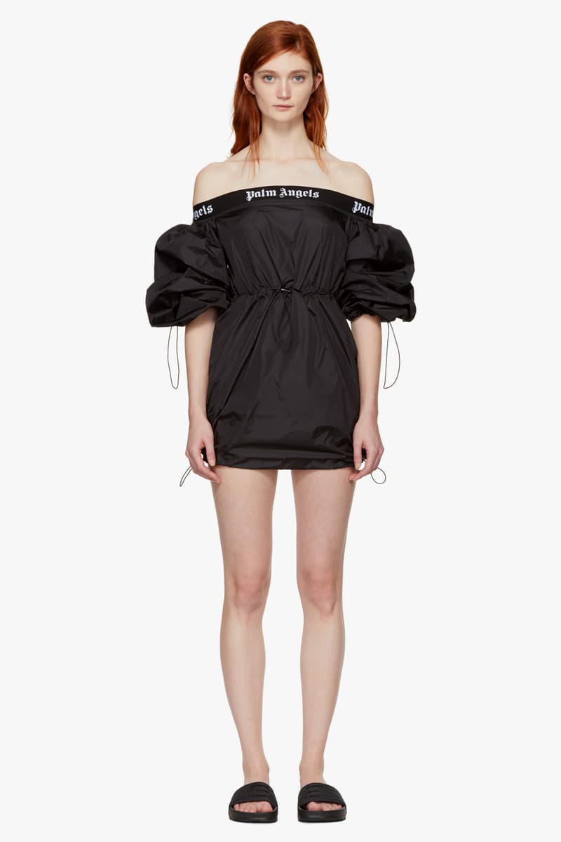 Palm Angels Staple Pieces SSENSE Hoodies Basic Off Shoulder Print Black White Denim Shorts