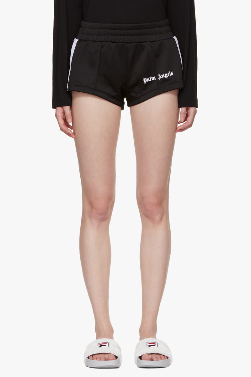 Palm Angels Staple Pieces SSENSE Hoodies Basic Off Shoulder Print Black White Denim Shorts