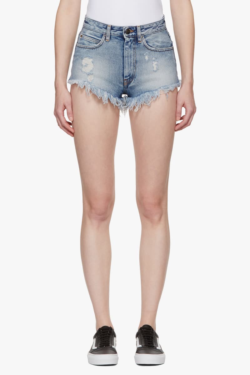 Palm Angels Staple Pieces SSENSE Hoodies Basic Off Shoulder Print Black White Denim Shorts
