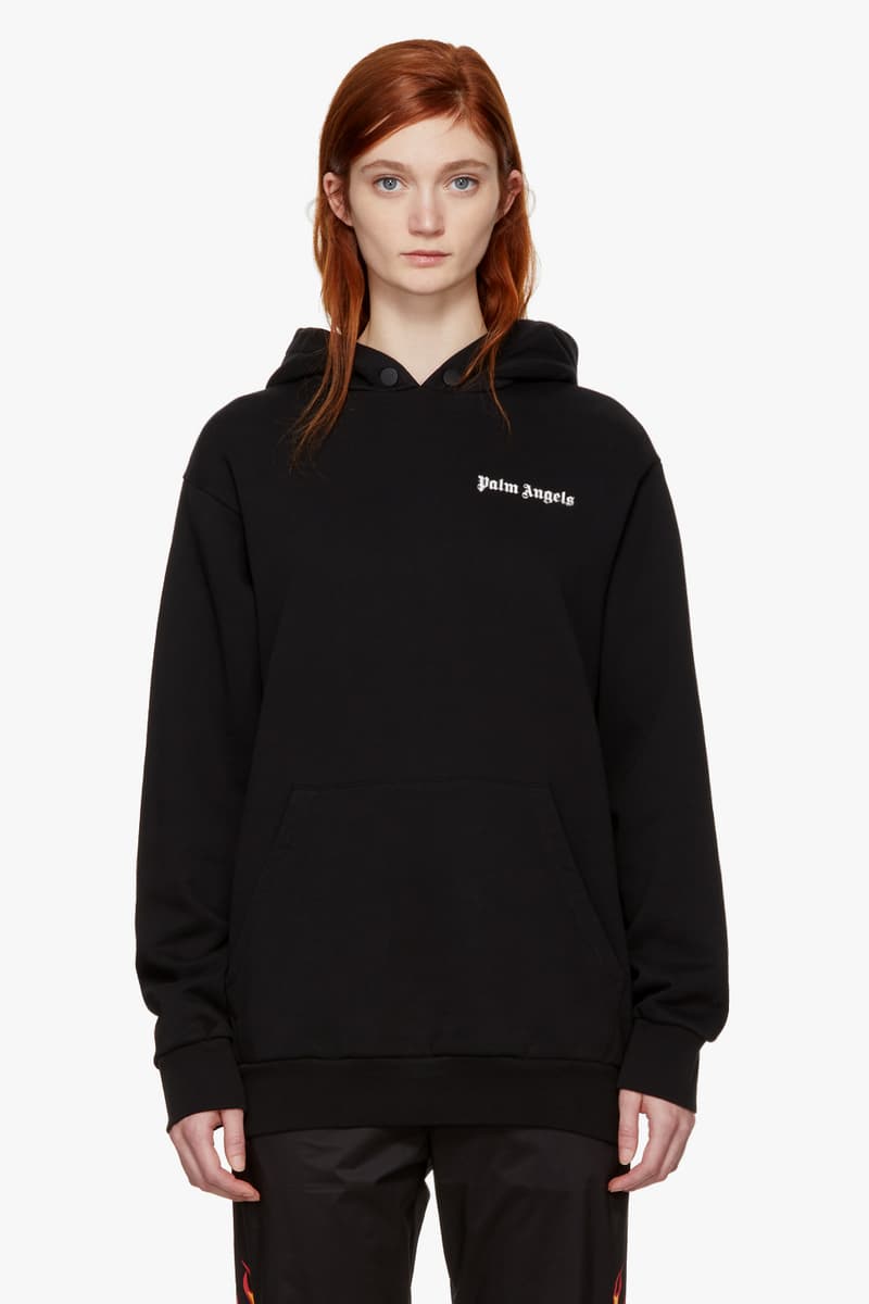Palm Angels Staple Pieces SSENSE Hoodies Basic Off Shoulder Print Black White Denim Shorts