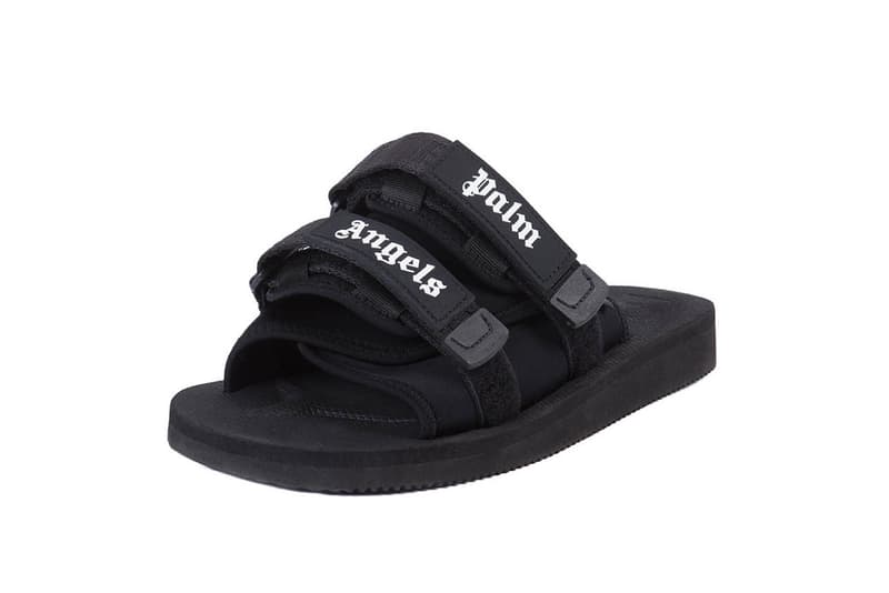 SUICOKE Palm Angels Collaboration Sandals Black Purple Strap Velcro Slides Shoes