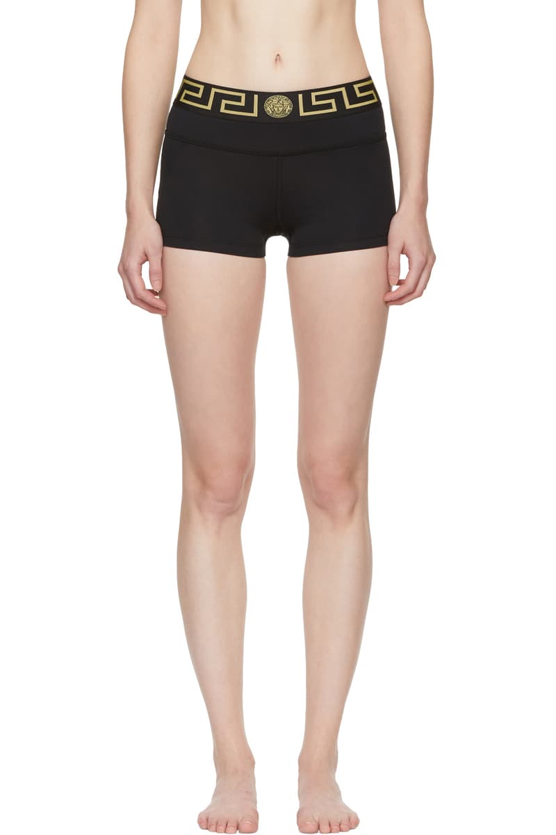 Versace black gold logo womens underwear ssense lingerie