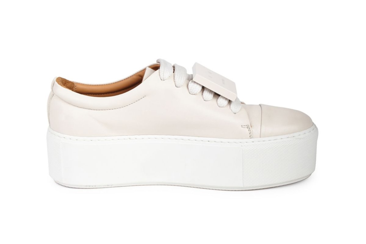 Acne Studios Drihanna Nappa Leather Platform Sneakers Black White Smiley Face Shoes