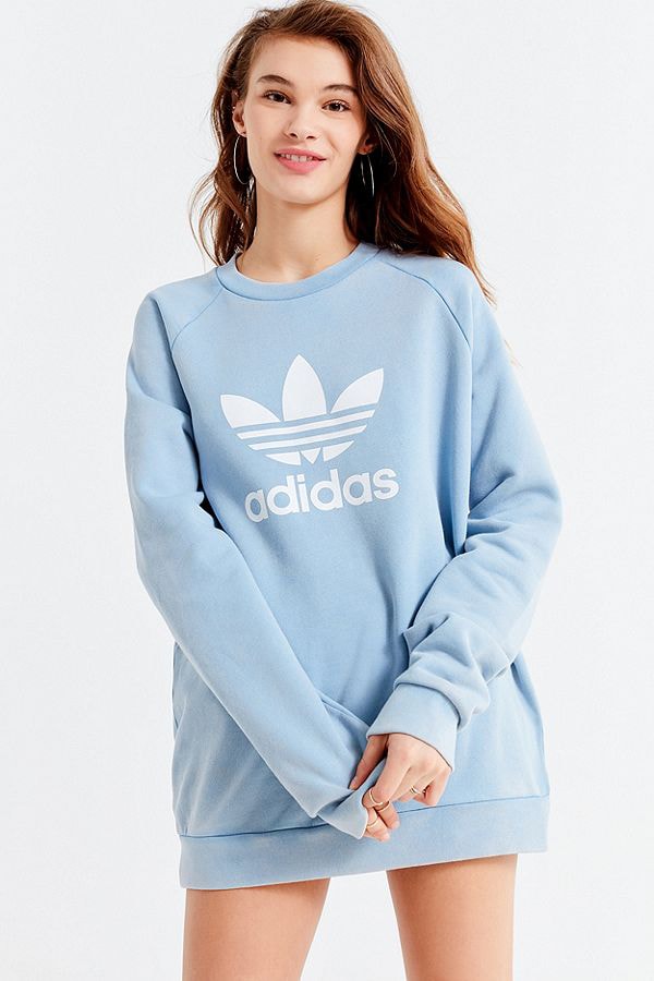 Where to Buy adidas Logo Sweater Sweatshirt Trefoil adidas Originals Urban Outfitters Mint Sky Blue Green Classic Iconic