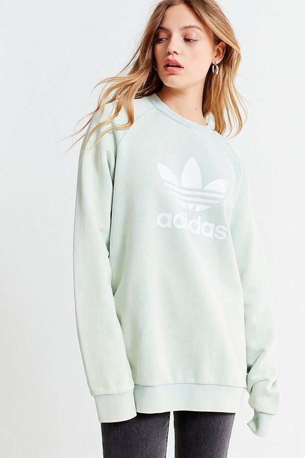 Where to Buy adidas Logo Sweater Sweatshirt Trefoil adidas Originals Urban Outfitters Mint Sky Blue Green Classic Iconic