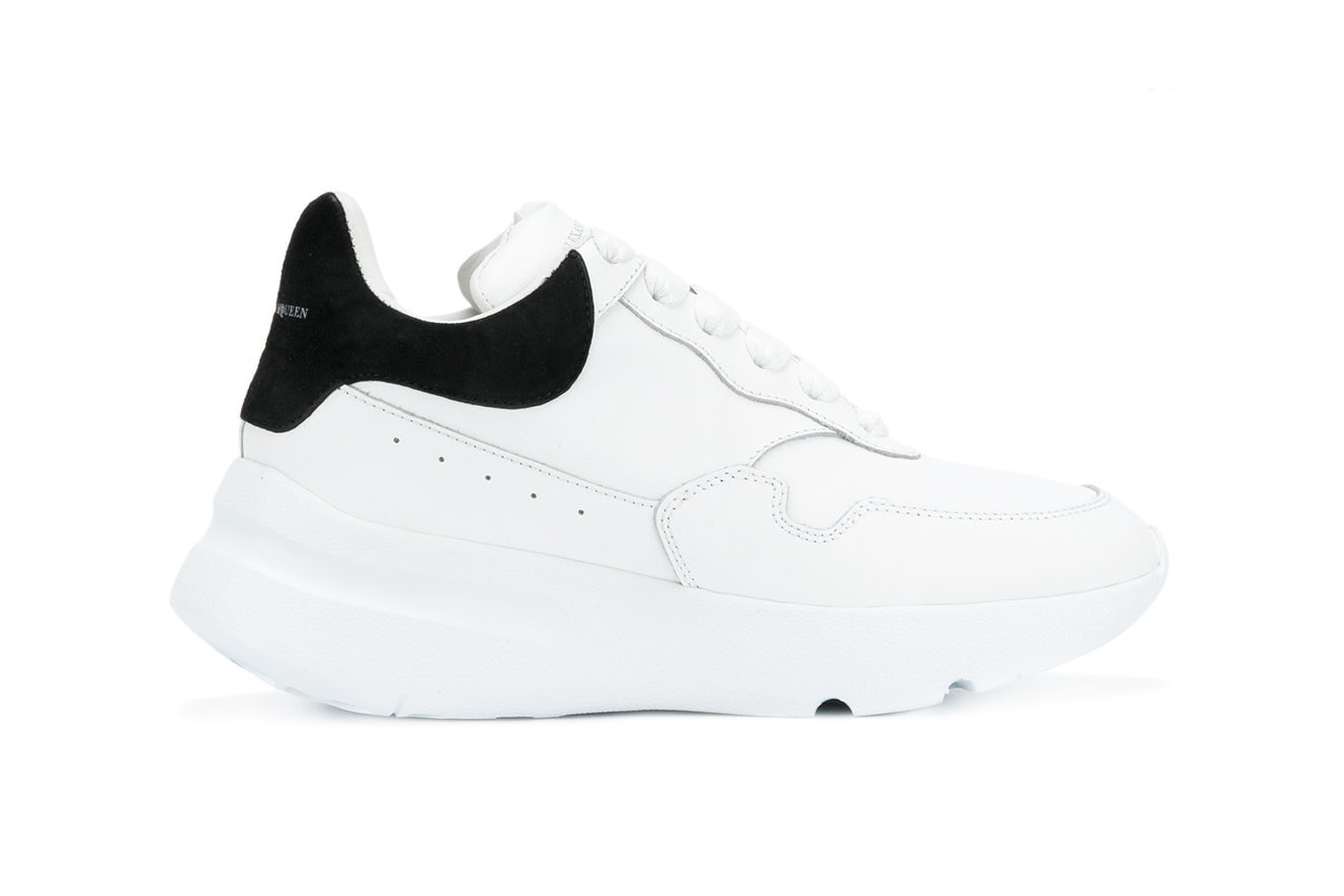 Alexander McQueen oversized runner dad sneakers black white leather chunky