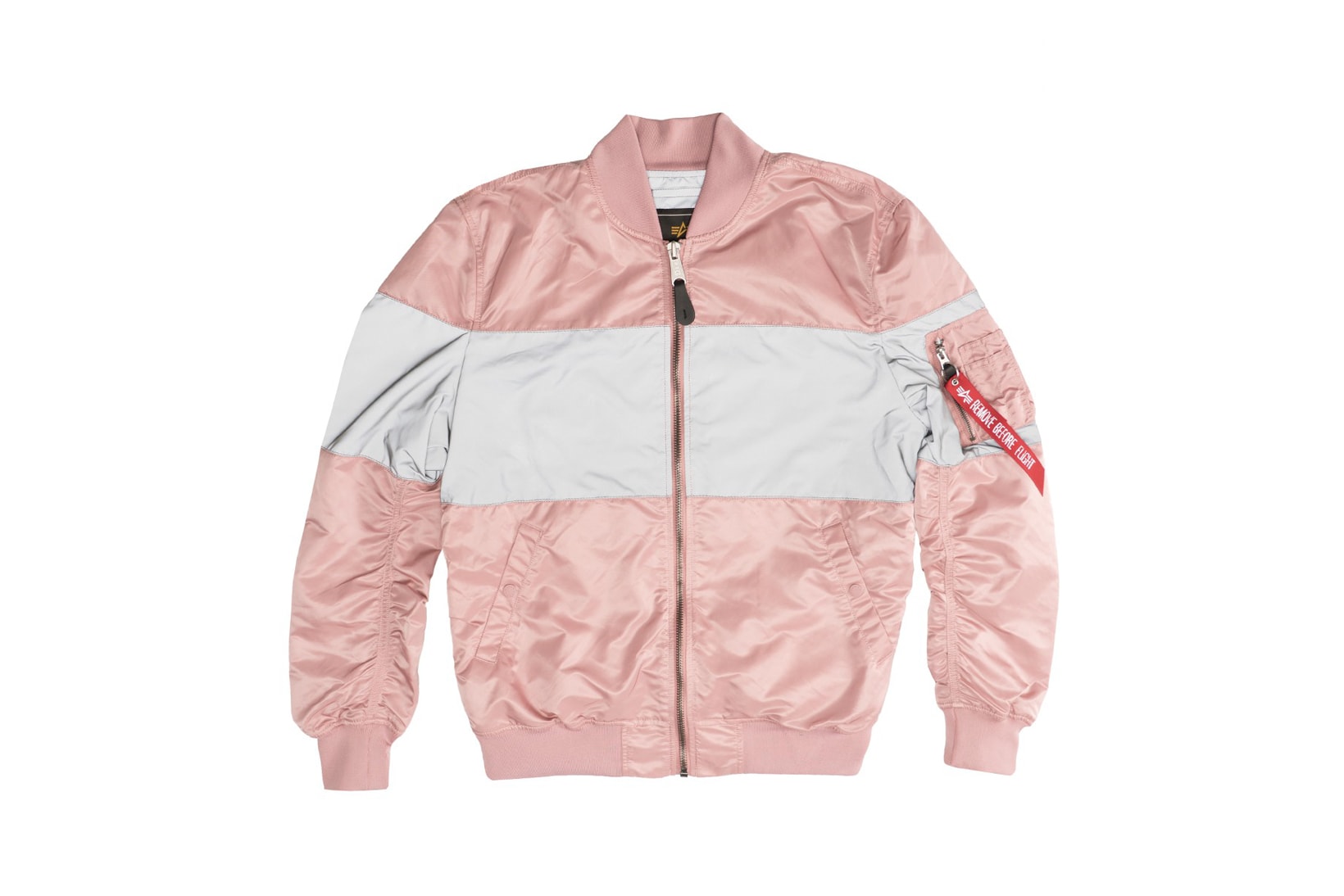 Alpha Industries MA-1 Reflective Jacket Silver Pink Front View