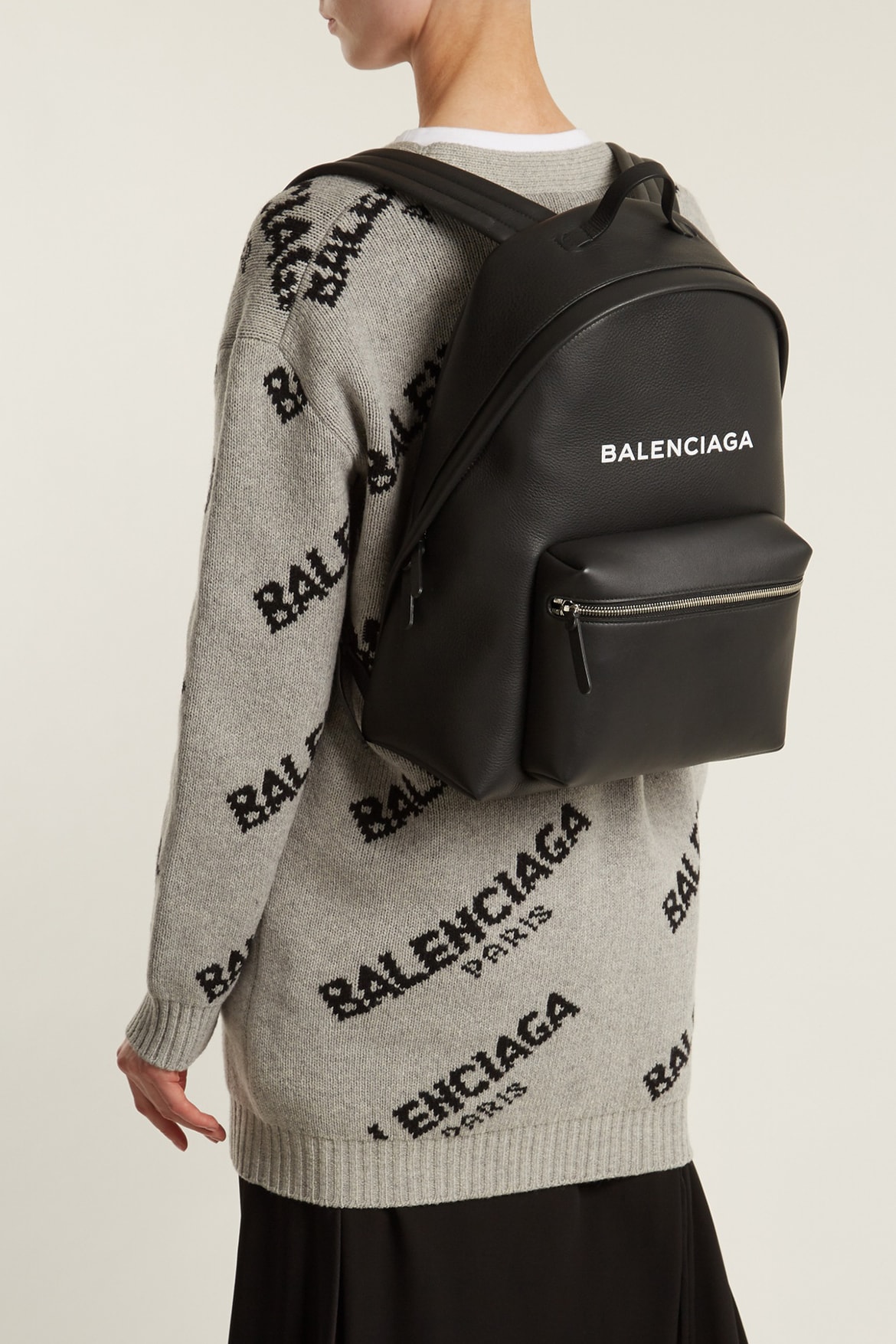 Balenciaga Everyday Logo Print Leather Backpack Hypebae