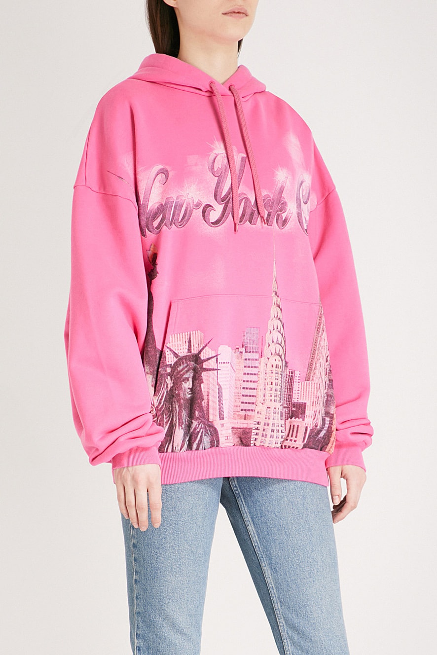 Balenciaga hot pink hoodie nyc new york souvenir where to buy demna gvasalia