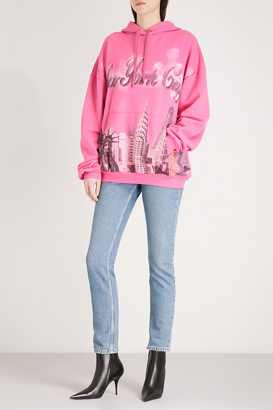 Balenciaga hot pink hoodie nyc new york souvenir where to buy demna gvasalia