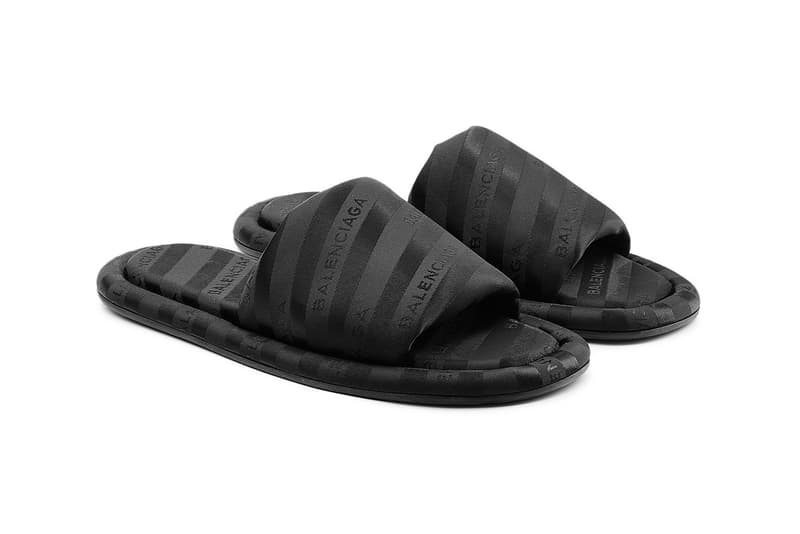 Balenciaga Black Hotel Logo Print Branded Slides Slip-ons Slippers stylebop.com