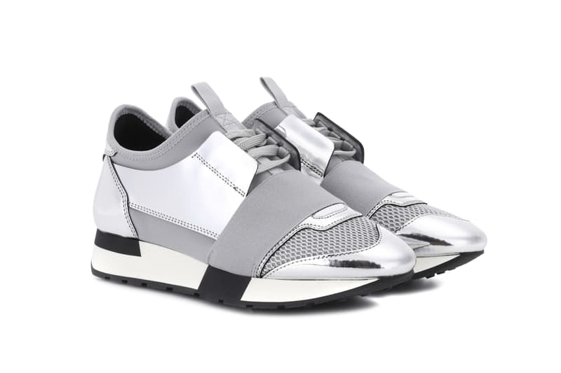 Balenciaga Silver Chrome Race Runner Sneaker Reflective Mirror Lace Up Shoes Edgy Futuristic 