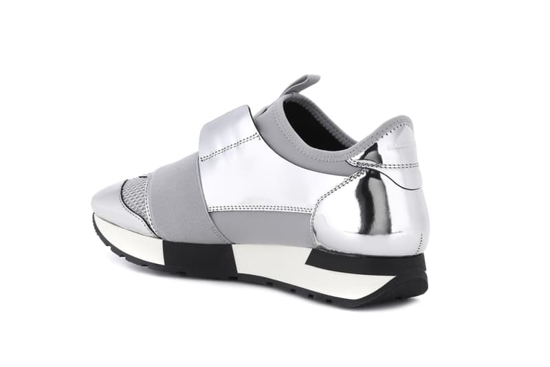 Balenciaga Silver Chrome Race Runner Sneaker Reflective Mirror Lace Up Shoes Edgy Futuristic 