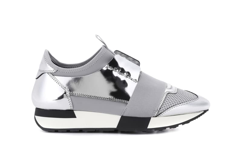 Balenciaga Silver Chrome Race Runner Sneaker Reflective Mirror Lace Up Shoes Edgy Futuristic 