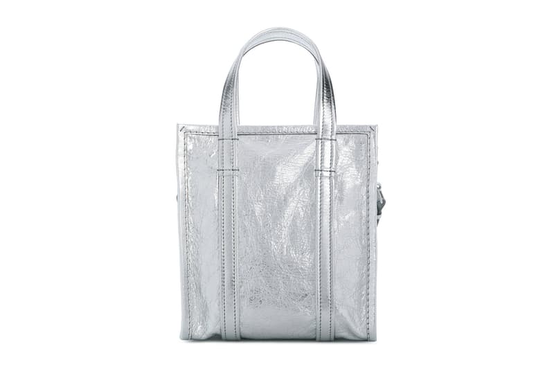 Balenciaga Silver Leather Handbag Tote Demna Gvasalia