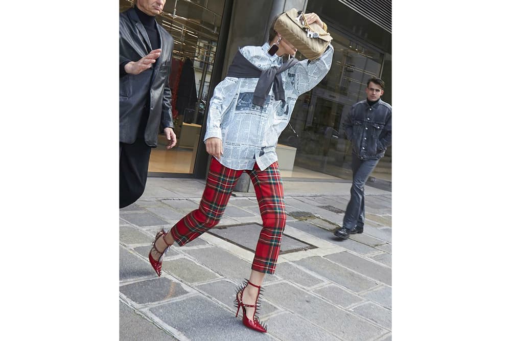 Balenciaga Spring/Summer 2018 Campaign Plaid Pants Collared Shirt Knife Pumps