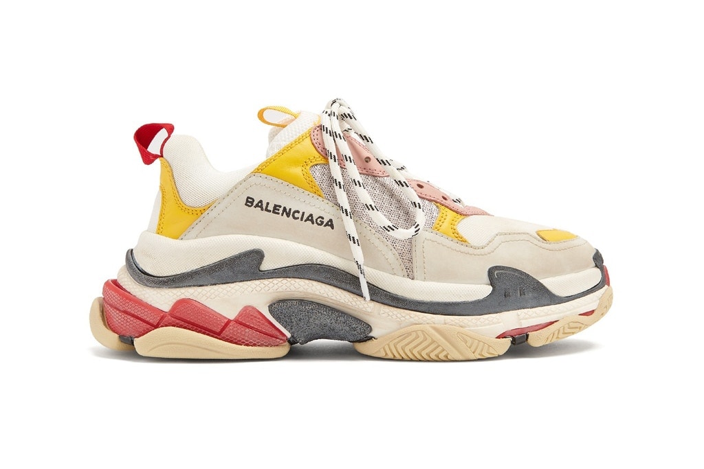 Balenciaga Triple-S Sneaker Trainer Runner Chunky Dad Shoe Silhouette Matches Fashion Colorway Red Yellow Cream White Grey Limited Edition Sold Out