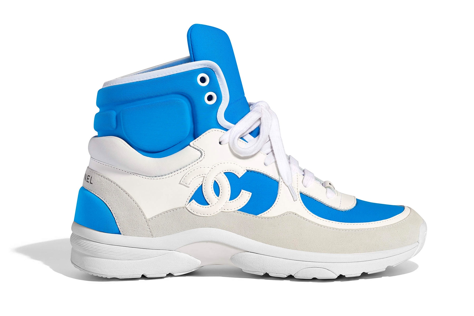 Chanel Spring Summer 2018 Pre-Collection Pre-Spring Sneaker Logo CC Double C Karl Lagerfeld High Top Blue