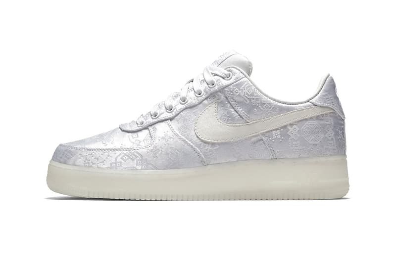 CLOT edison chen nike air force 1 premium chinese embroidery white silk 2018 release info where to buy