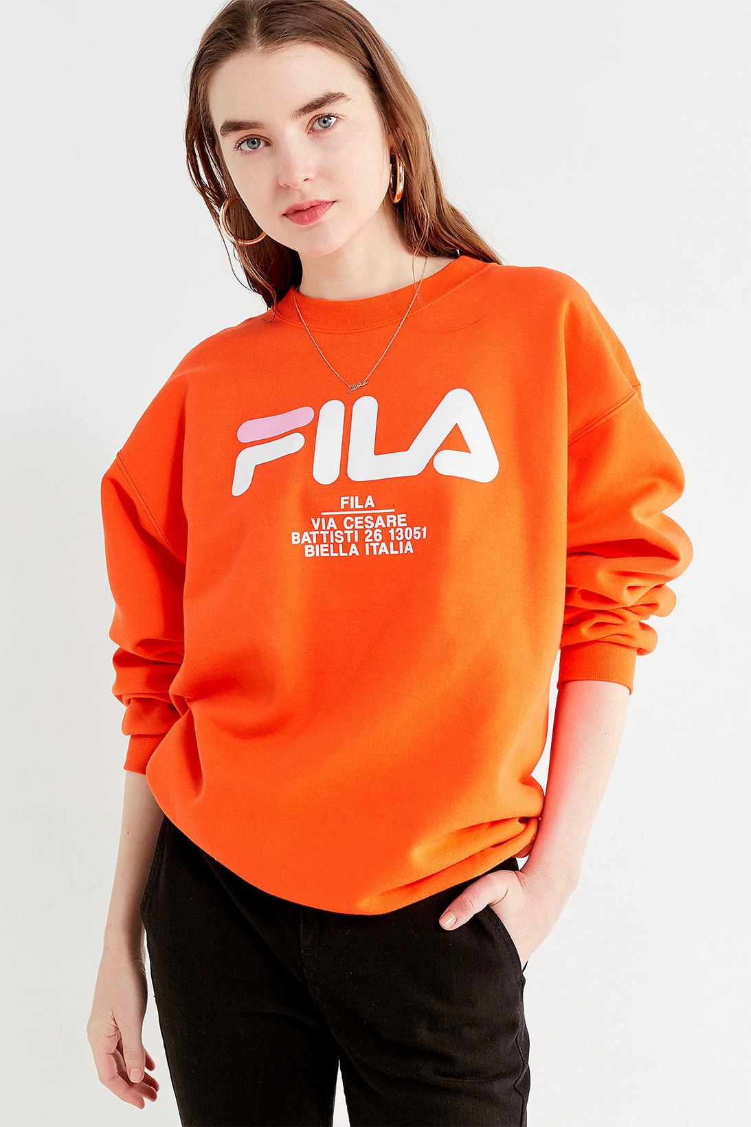 FILA urban outfitters sweater sweatshirt logo orange retro bright where to buy womens