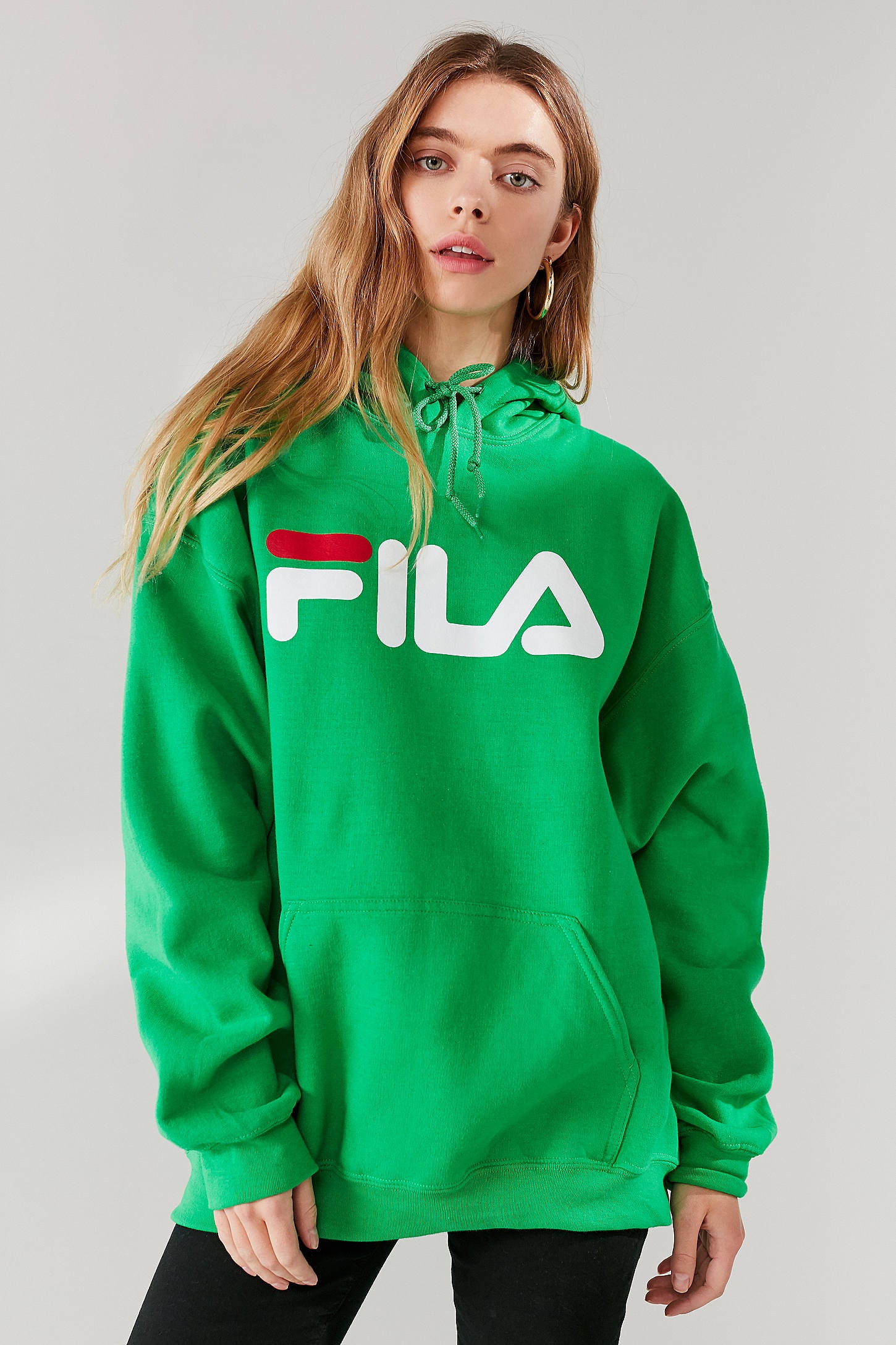 FILA Urban Outfitters Logo Hoodie Sweatshirt Green