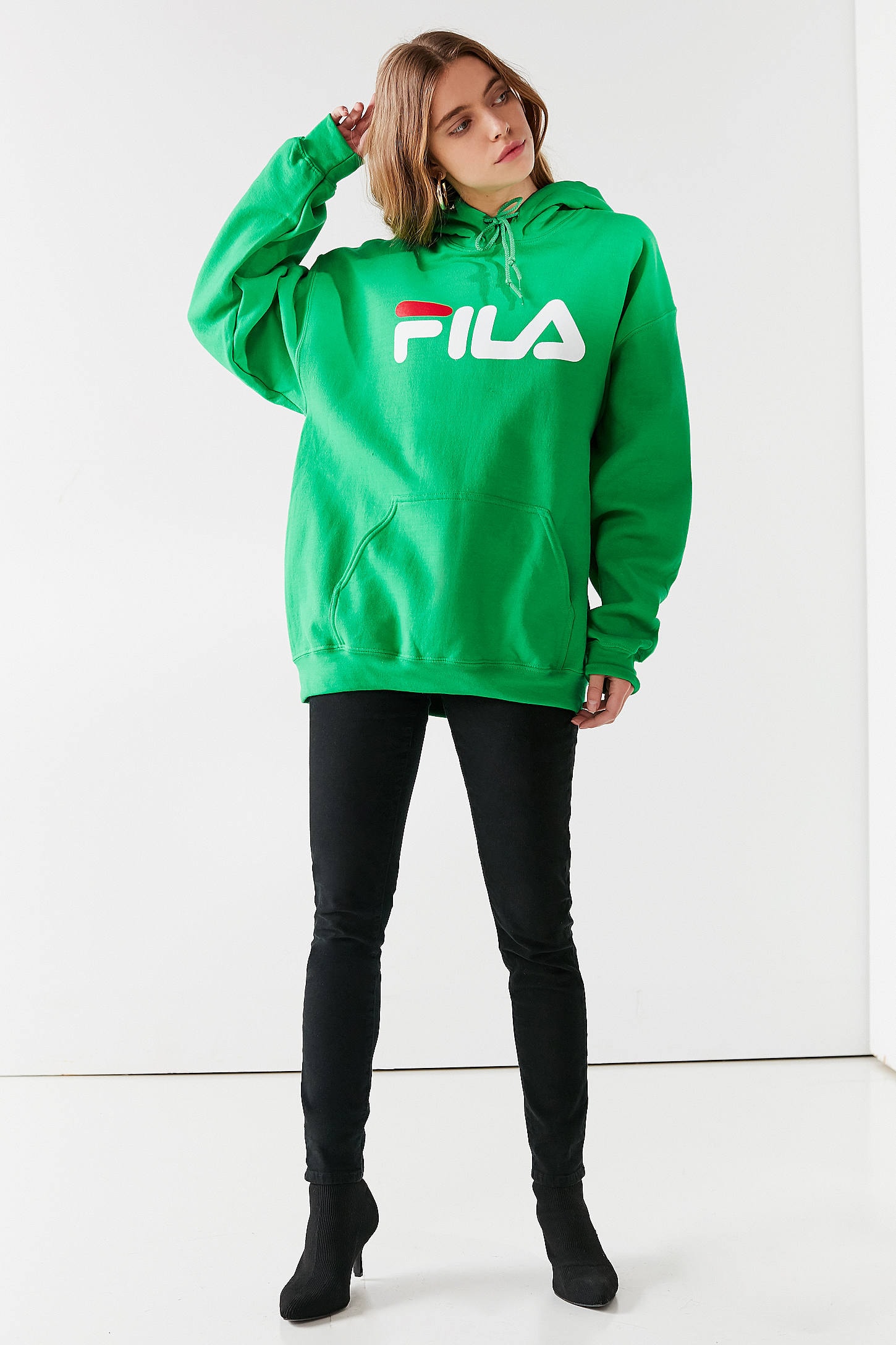 FILA Urban Outfitters Logo Hoodie Sweatshirt Green