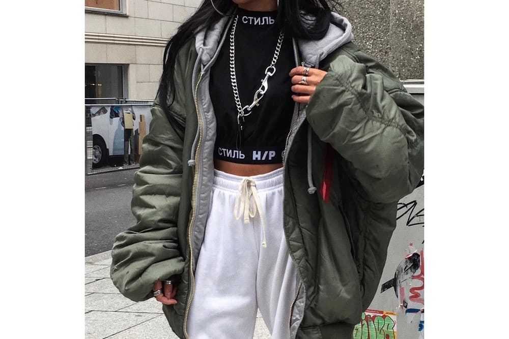 Get the HYPEBAE Look Cozy Chic Street Style Streetwear Heron Preston Alpha Industries Nike Off-White Bomber Jacket