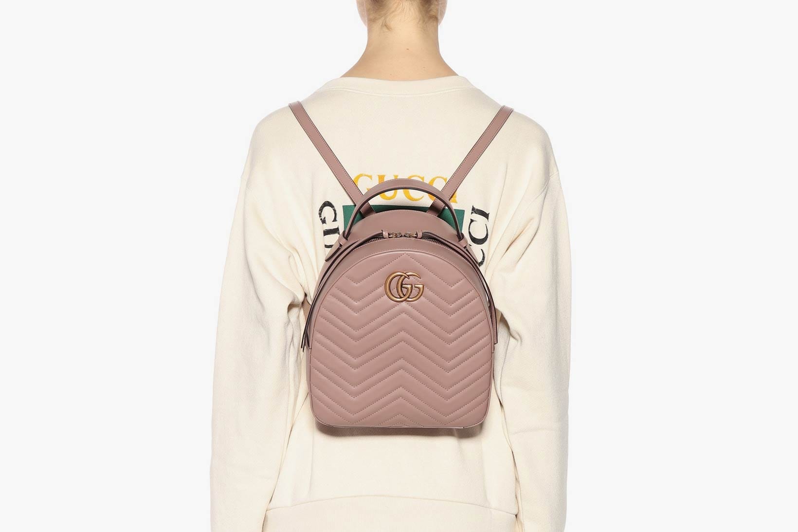 Shop Gucci's GG Marmont Backpack in 