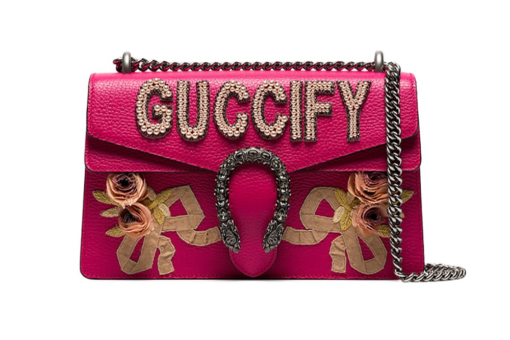 Gucci dionysus bag embellished guccify hot bright pink pearls floral where to buy browns