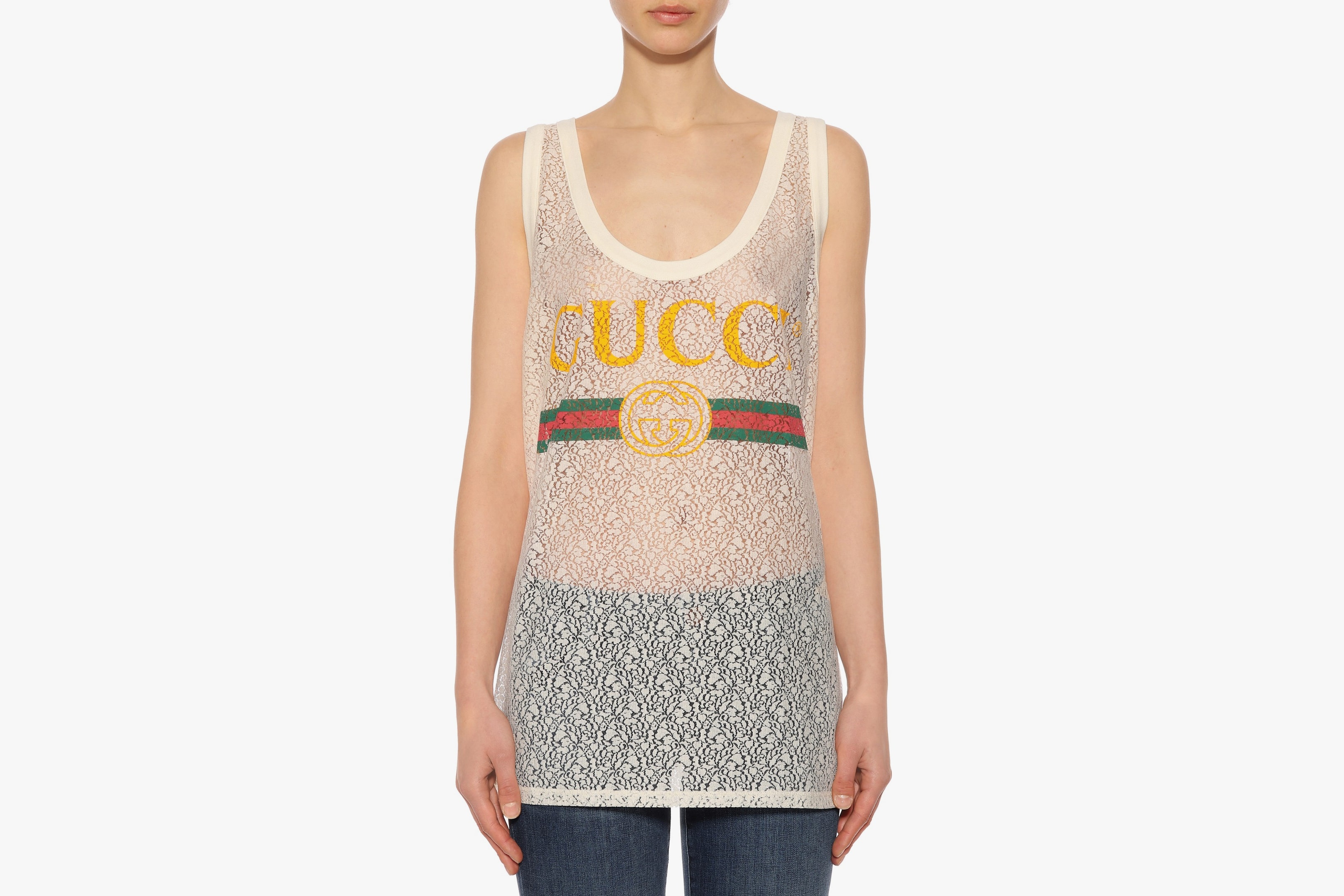 Gucci Vintage Logo Lace Tank Top Iconic Summer Piece Luxury