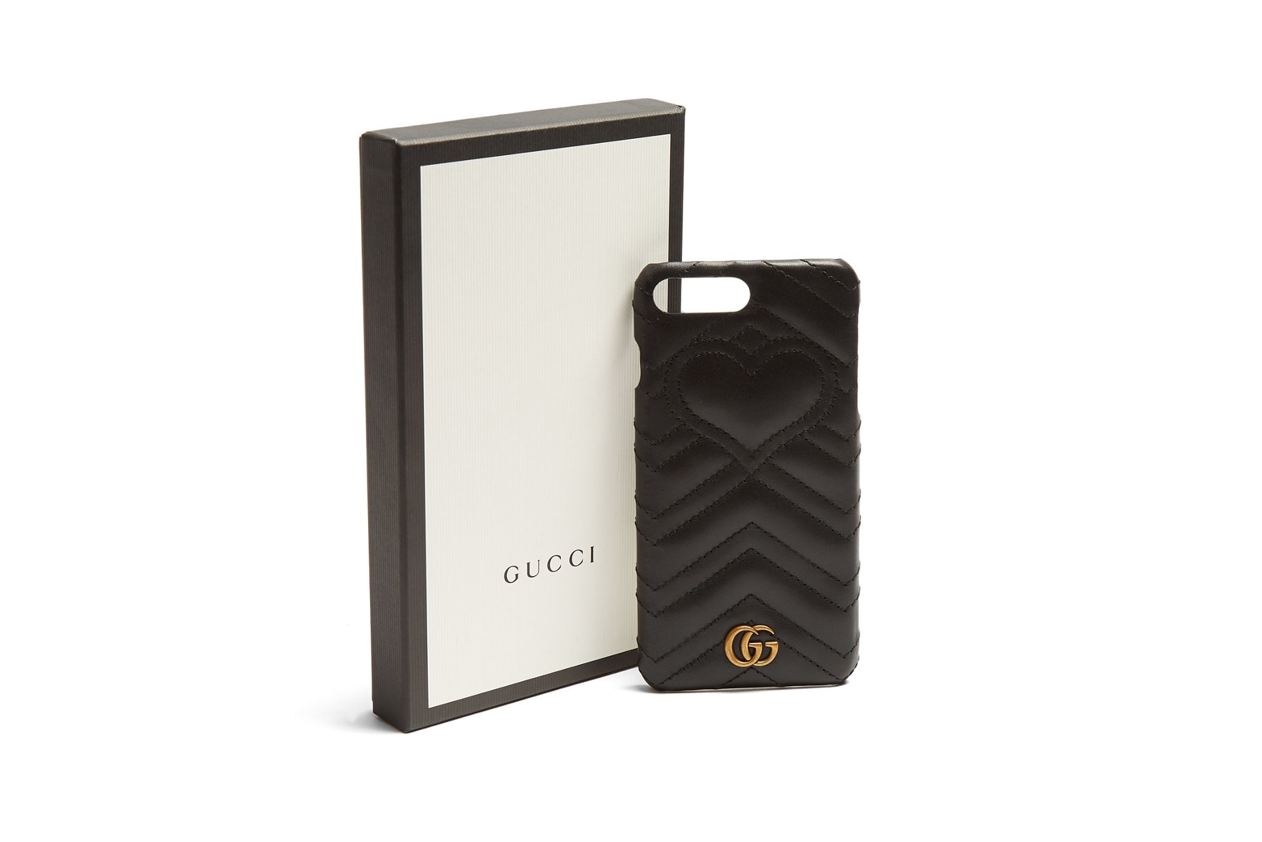 Gucci Marmont Quilted iPhone Case Black Leather Gold Luxury Accessory 