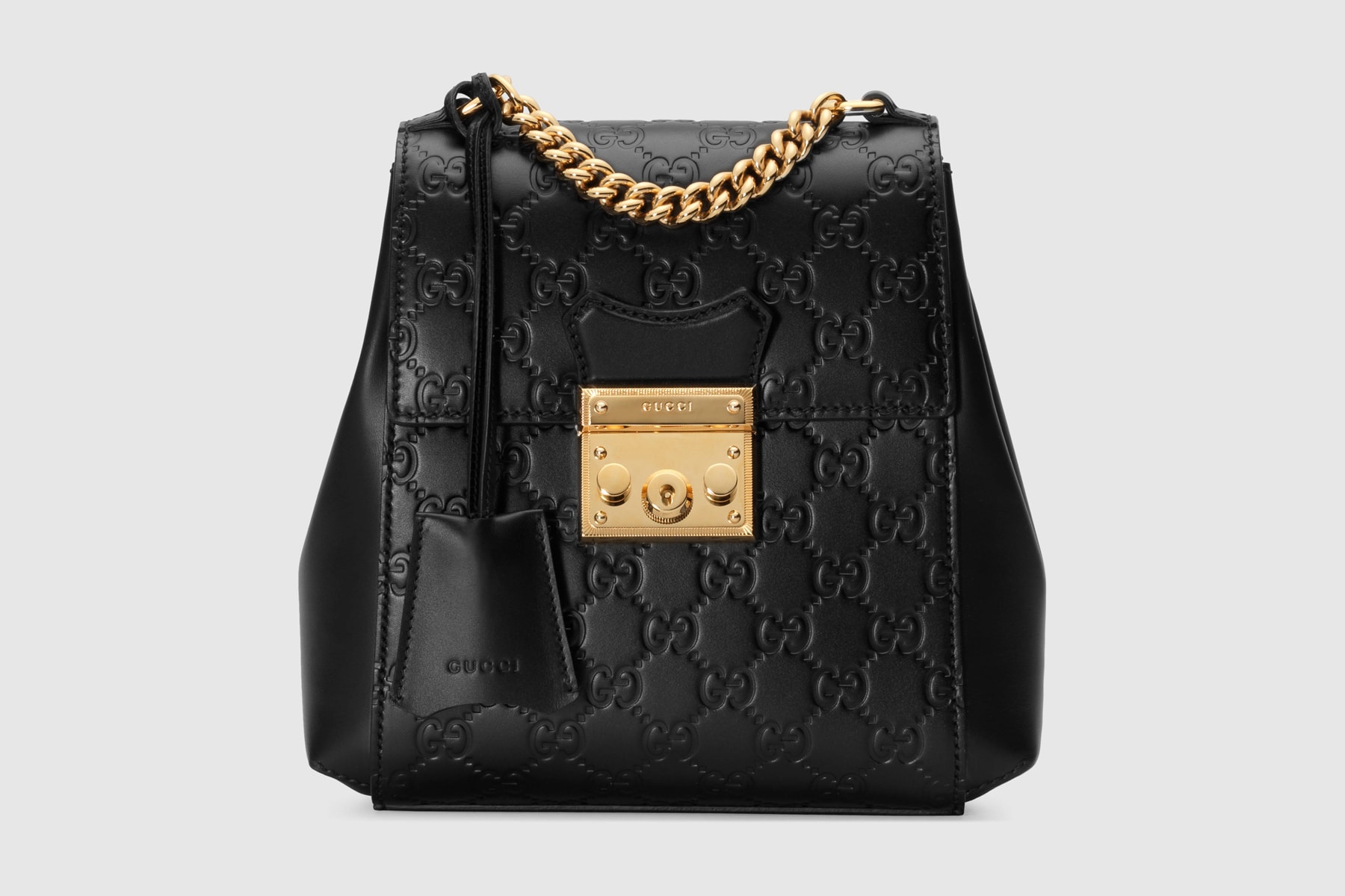 Gucci Padlock GG Supreme Mini Backpack Logo Brown Black Leather