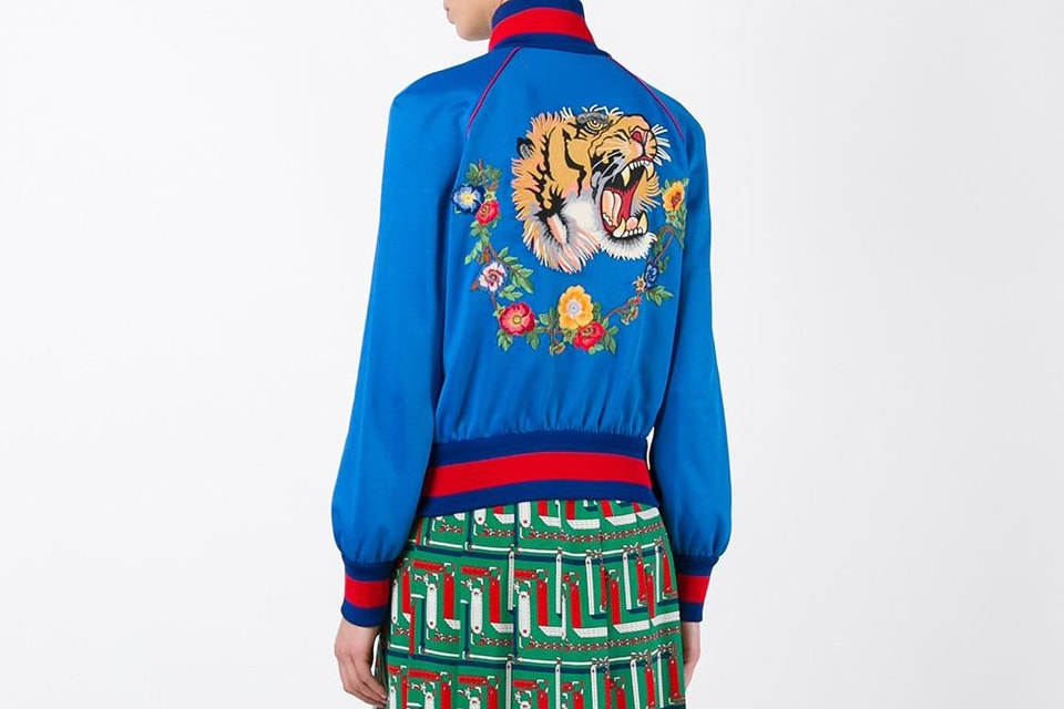 fure Gymnastik jord Gucci Luxury Embroidery Blue Tiger Bomber Jacket | HYPEBAE