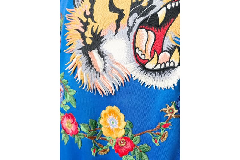 Gucci Luxury Embroidery Blue Tiger Bomber Jacket Print Flowers GG Bold Gucci Stripes Classic