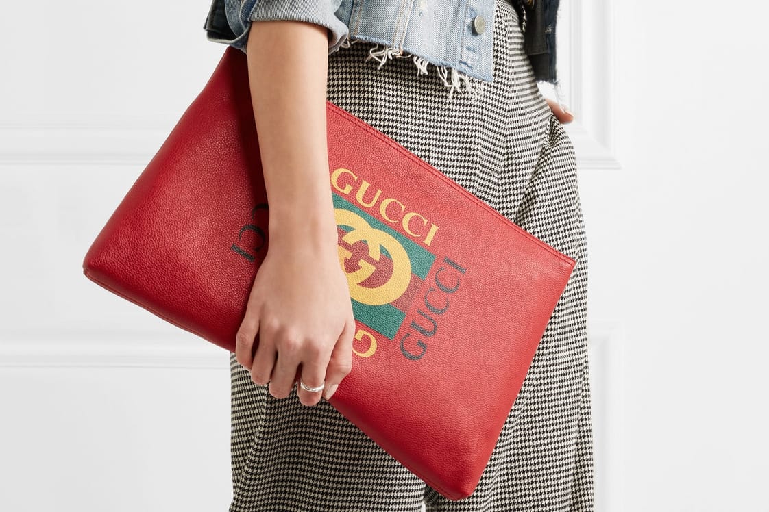 Gucci Drops Vintage Logo Red Leather 