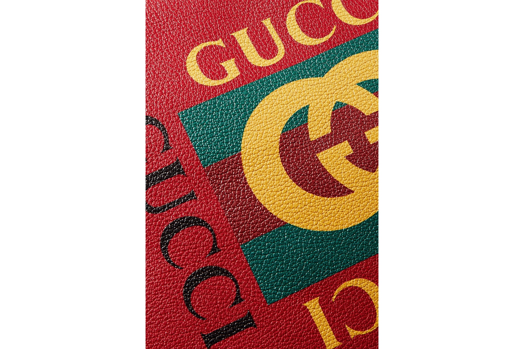 gucci vintage logo red leather pouch hibiscus
