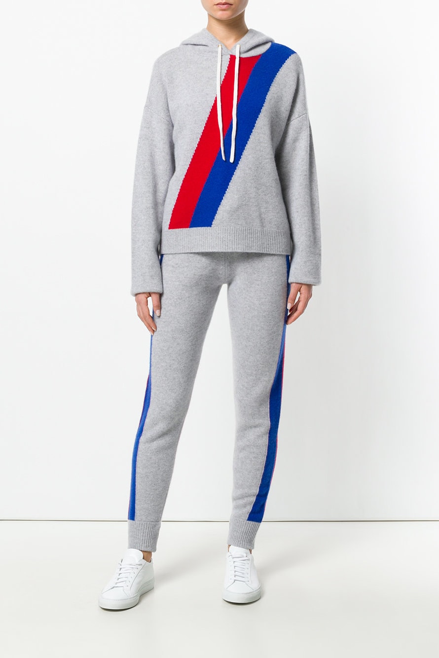 Juicy Couture Cashmere Tracksuit Farfetch Beige Tan Grey Red Blue White Yellow Striped Track Pants Hoodie