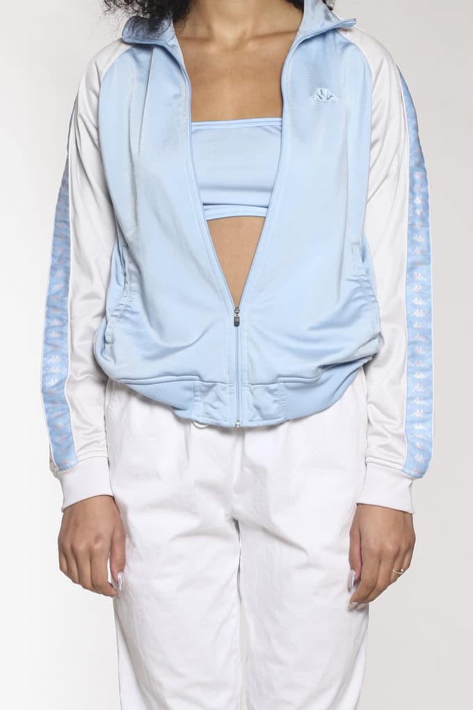 kappa vintage rework frankie collective white blue windbreaker jacket