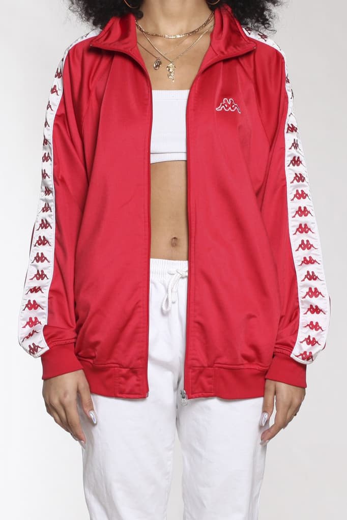 kappa vintage rework frankie collective windbreaker jacket white red